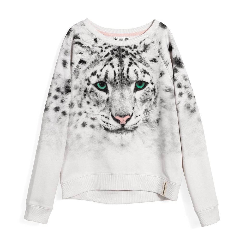 H&M LOVES WWF Snow leopard soft sweatshirt , long sleeves 12-14 Y